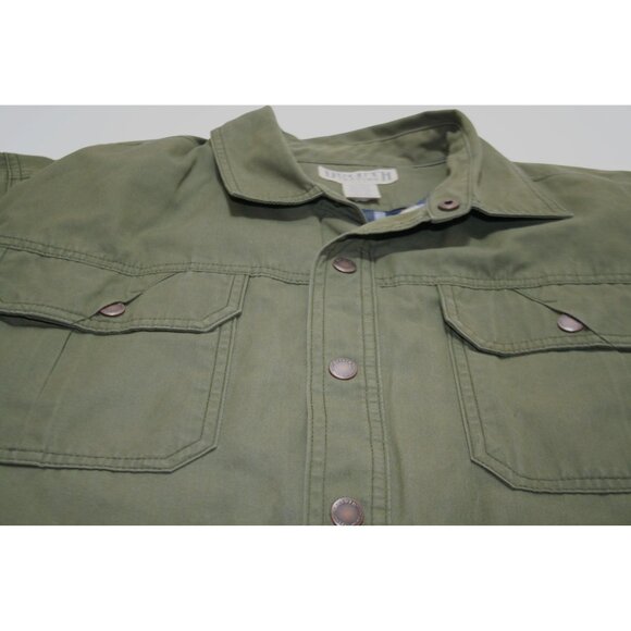 Duluth Trading Mens Warden Waxed Canvas Shirt Jac Green XL Chore Jacket Workwear - Picture 4 of 13